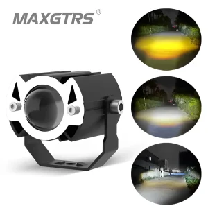 Maxgtrs Motorcycle Led Headlight Mini Projector Lens Tri-model Driving Auxiliary Scooter Spotlamp