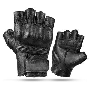 Dominance pure leather half finger gloves.