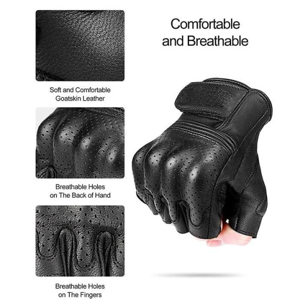 Dominance pure leather half finger gloves.