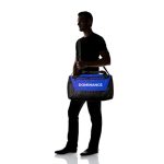 Spacious blue and black colored gym bag/duffle bag with extra shoe pocket.