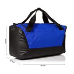 Spacious blue and black colored gym bag/duffle bag with extra shoe pocket.