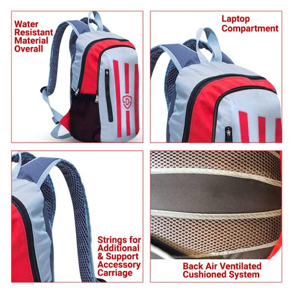 30 L, Red and Silver striped day/ laptop/college bag.