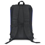 Spacious blue and black colored gym bag/duffle bag with extra shoe pocket.