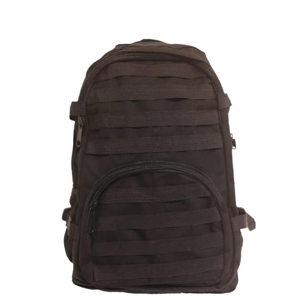 50 L, Black colored backpack. Sturdy and spacious.