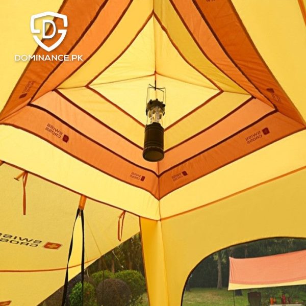 6 person spacious single door, dual window, water proof tent.
