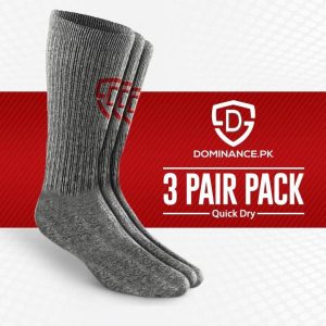 Dominance Quick Dry Socks- Crew – 3 Pair Grey