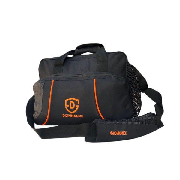 Black colored sturdy gym/travel bag. Extra pockets, Hand and shoulder strap