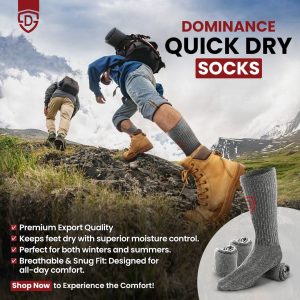 Dominance Quick Dry Socks - Crew –1 pair -  Grey