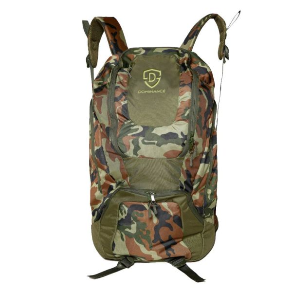 55 L, Camouflage design, spacious back pack with extra pockets.