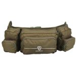 Green colored, 6 pocket waist bag. Spacious and comfortable to wear.